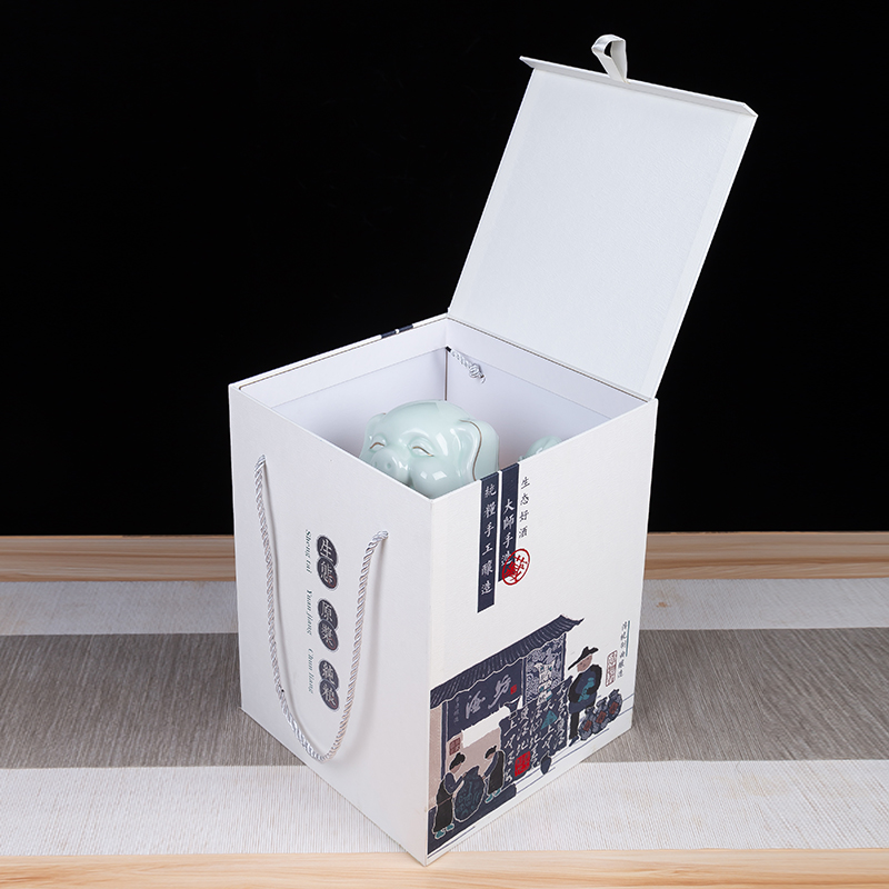 Jingdezhen ceramic zodiac bottle happy "creative gift three catties liquor pot seal jars with gift box
