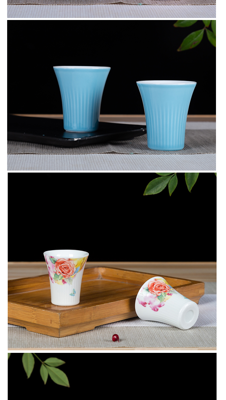 Jingdezhen ceramic small glass koubei creative a small handleless wine cup white household of Chinese style restoring ancient ways liquor cup wine suits for