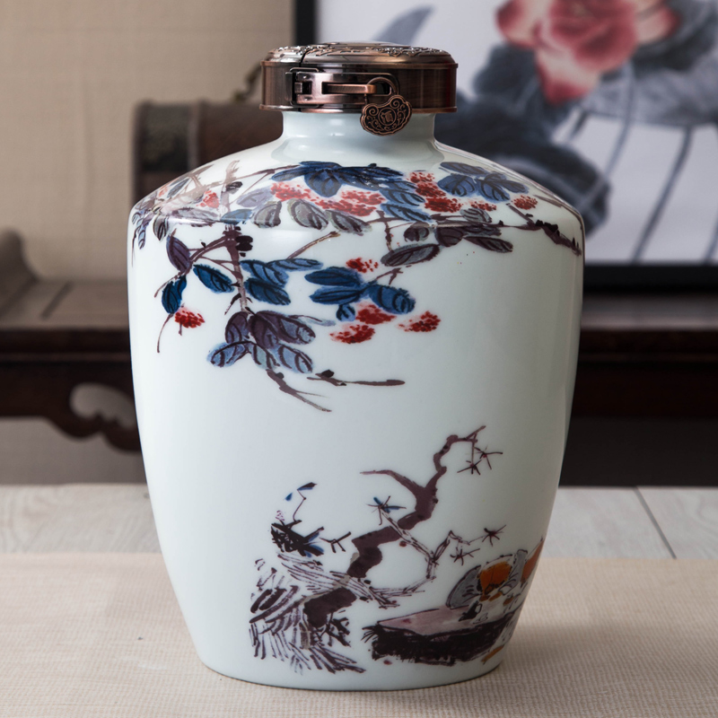 Jingdezhen ceramic jar home antique white wine wine bottle 5 jins of ten catties seal an empty bottle mercifully jars jugs