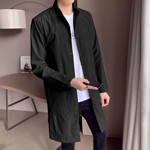 Осенний тонкий плащ, осенняя универсальная мужская куртка для отдыха, в корейском стиле, длина миди