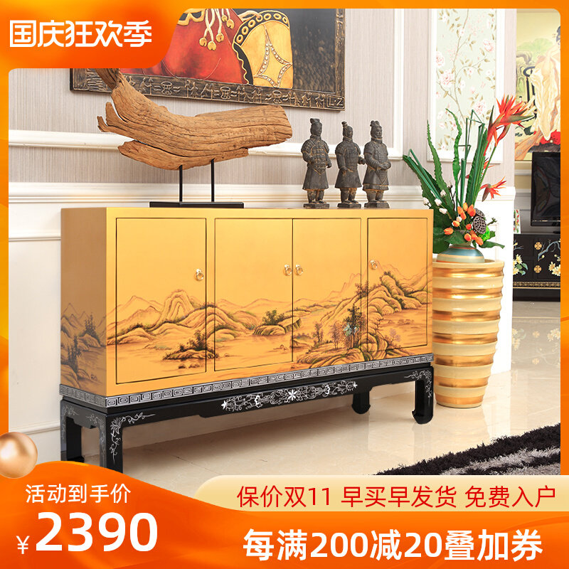 Luo Xiaoyu same new Chinese dining cabinet painted hall cabinet entry shoe cabinet entry door entrance cabinet screen partition cabinet