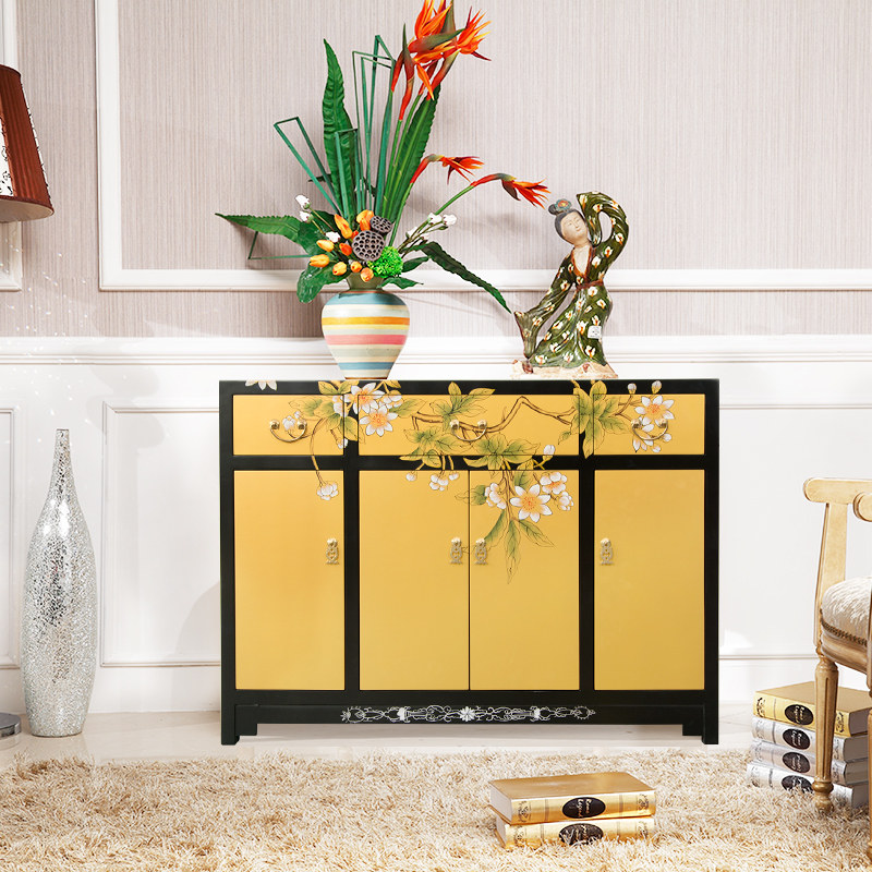 Designer painted porch cabinet door shoe cabinet new Chinese dining cabinet living room homestay national style model room decoration cabinet