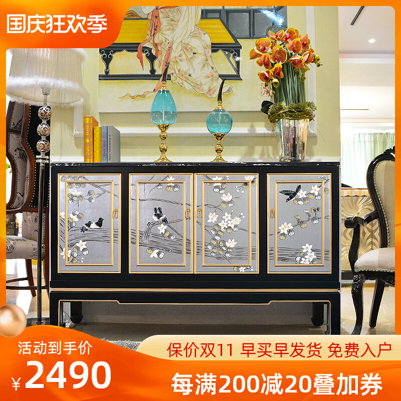 Designer painted marble dining cabinet new Chinese style living room shoe cabinet partition cabinet villa project entrance porch cabinet