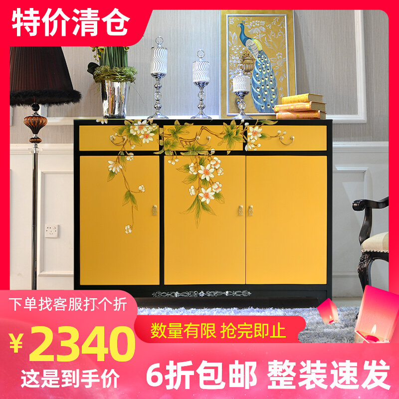 New Chinese-style hotel villa project large-capacity shoe cabinet club model room entrance hall cabinet dining cabinet entry door entrance cabinet