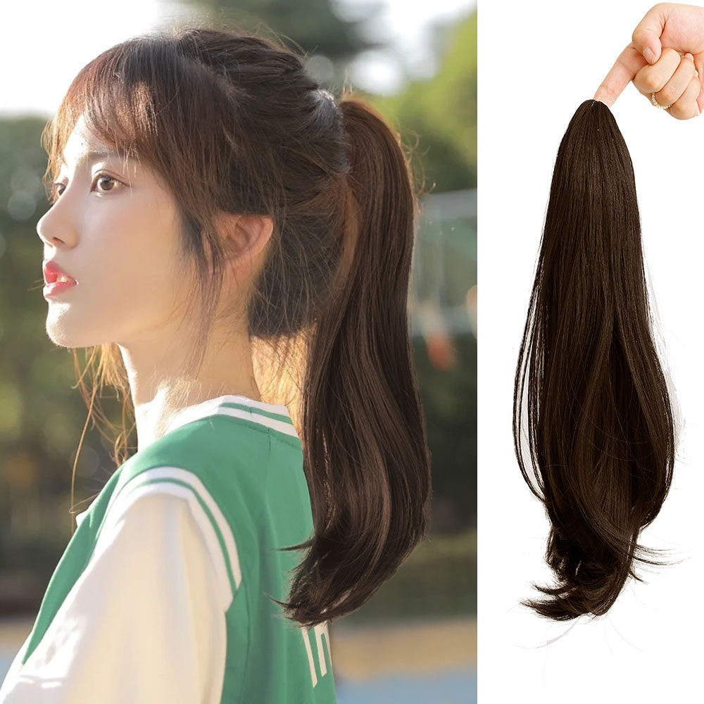 Horsetail Wig Woman Long Hair Grip Clip Large Wave High Horsetail Summer Nature Emulation Strap Type Long Roll Hair Fake Braid