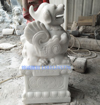 Stone carving brave ornaments a pair of white marble stone brave unicorn lion to ward off evil spirits and lucky brave door stone carving