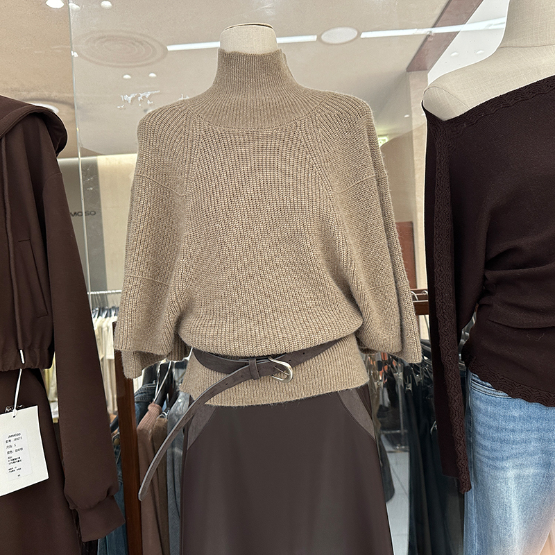 Jmmoso/2026 Autumn and Winter New Fashionable Half-Turtleneck Batwing Sleeve Warm Sweater for Women with Loose Waist Knitwear