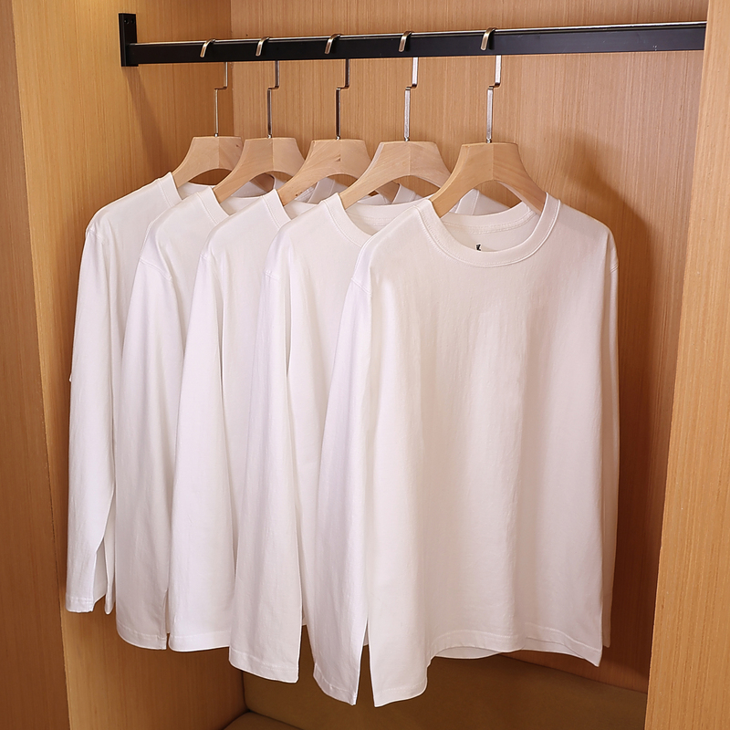 280g Long-Sleeve Crew Neck Heavyweight Combed Cotton Pure Cotton Round Neck Thick Non-Transparent Durable Spring and Autumn Base Layer Unisex T-Shirt