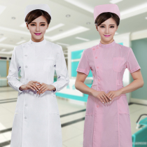 Nurse uniform summer womens short sleeve long overalls thin summer dress large size white coat Doctor pharmacy beauty uniform