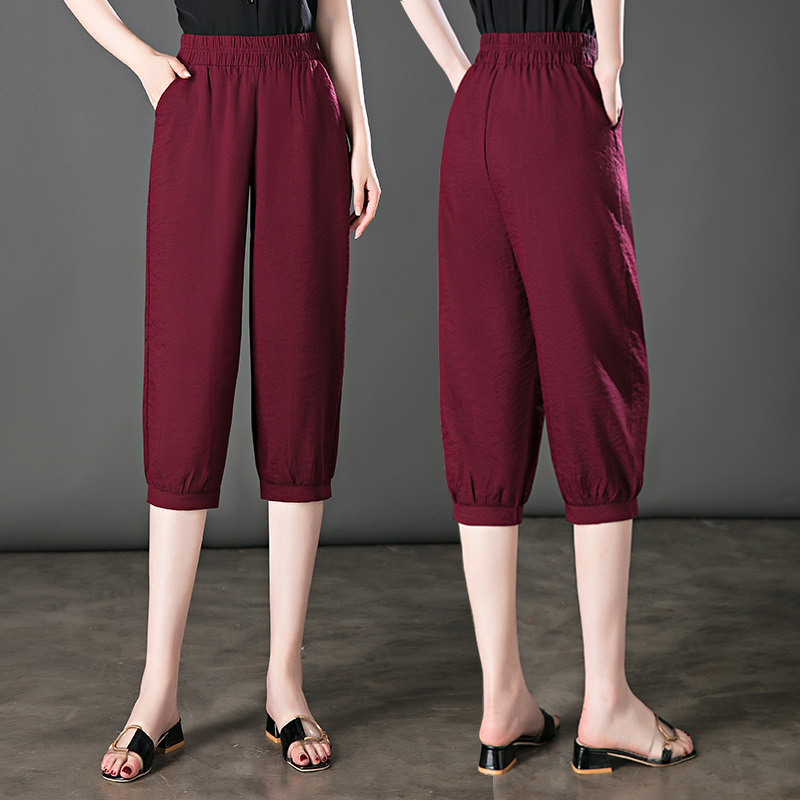 Ice Silk Capri Pants for Women, Summer Thin High-Waisted Loose Slimming Petite Plus Size Mom Chiffon Lantern Harem Mid-Length Pants Ice Silk Capri Pants for Women, Summer Thin High-Waisted Loose Slimming Petite Plus Size Mom Chiffon Lantern Harem Mid-Length Pants