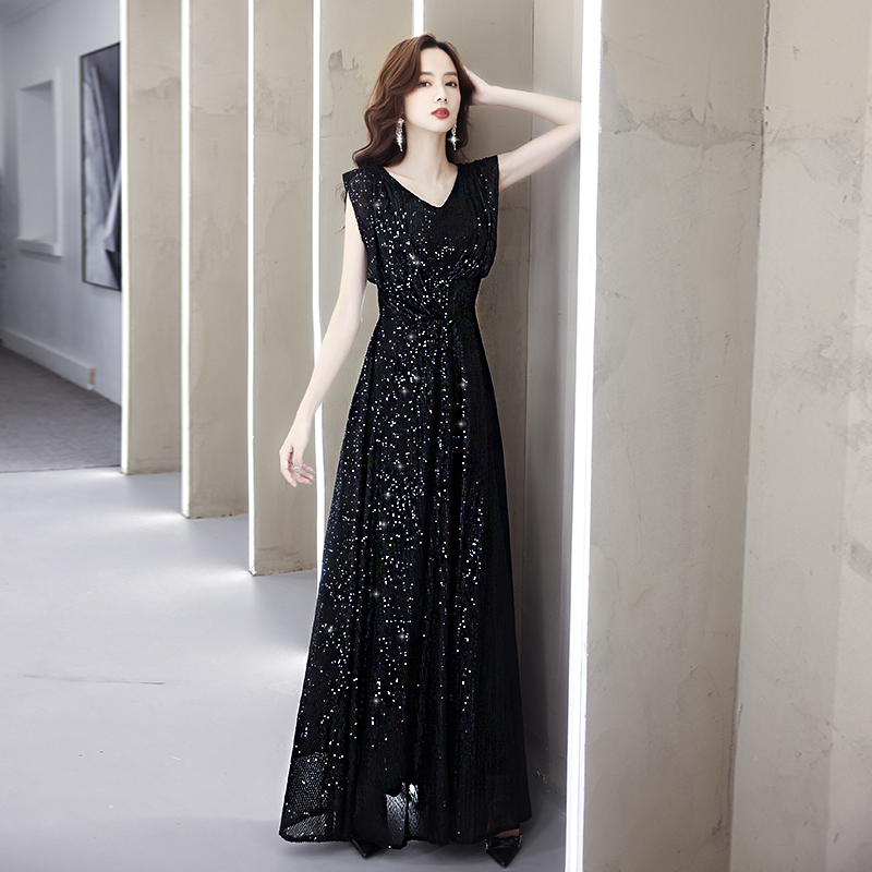 Evening Dress for Women 2026 New Style High-End Banquet Elegant Light Luxury Niche High-End Black Piano Sequin Performance Dress