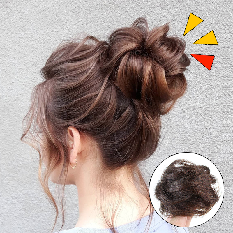 Pills hair ring wig female real hair curl hair bag fake pan head summer flower bud head disc hair artifact fluffy lazy man