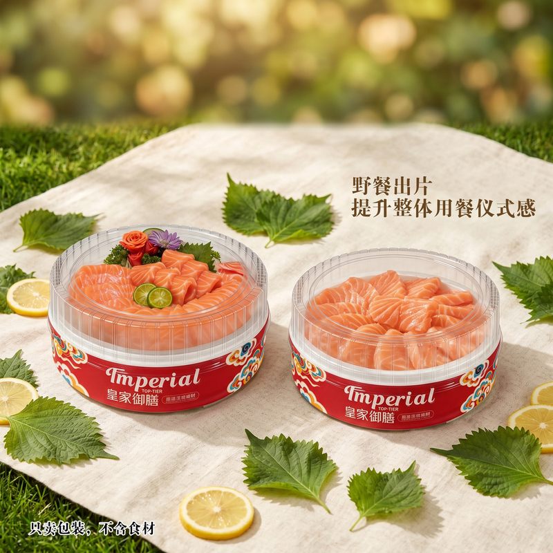 High-Transparency 25cm Sashimi Box, Salmon Sashimi Box, Sashimi Cake, Salmon Presentation Box, Take-Out, Fresh-Keeping, Insulated