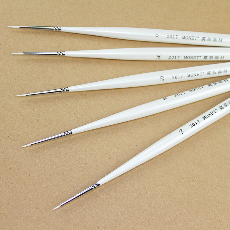 Monet pearl white short rod imported nylon hair hook line pen gouache oil painting acrylic nail art fine single pure wolf hair set face pen