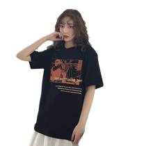 Spring and summer Korean version ins Harajuku style Japanese hip-hop letter printing bf loose couple short-sleeved T-shirt female student tops