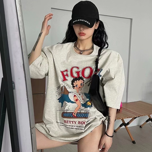 Ретро летняя брендовая футболка, коллекция 2022, круглый воротник, оверсайз