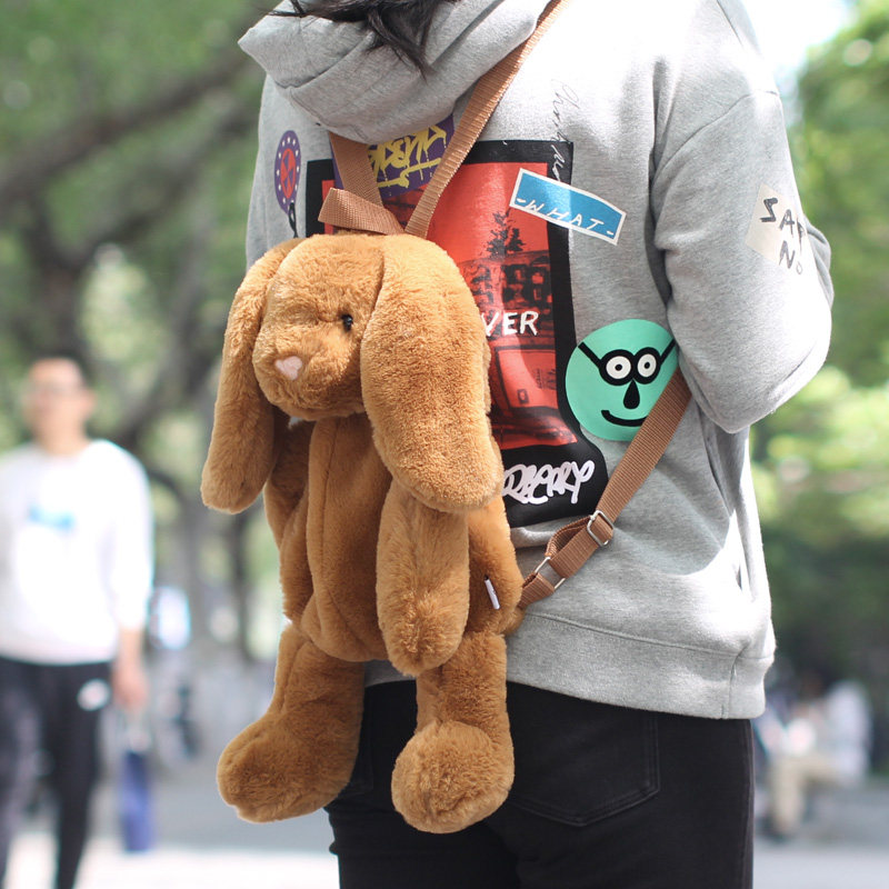 DIVAKIDS Rabbit Backpack Long Ear Rabbit Plush Bag Cute Bonnie Rabbit Doll Soft Girl Backpack Children Student