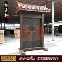 Antique outdoor eaves solid wood door courtyard tea house wall courtyard villa entrance door outdoor gate tower door
