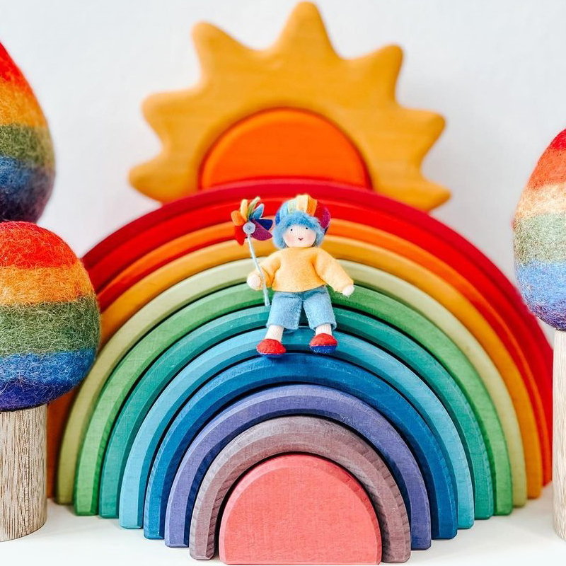 Large Rainbow Stacking Blocks for Dyeing and Coloring, Color Recognition, Kindergarten Educational Toys, Early Learning Blocks, Gift, Montessori