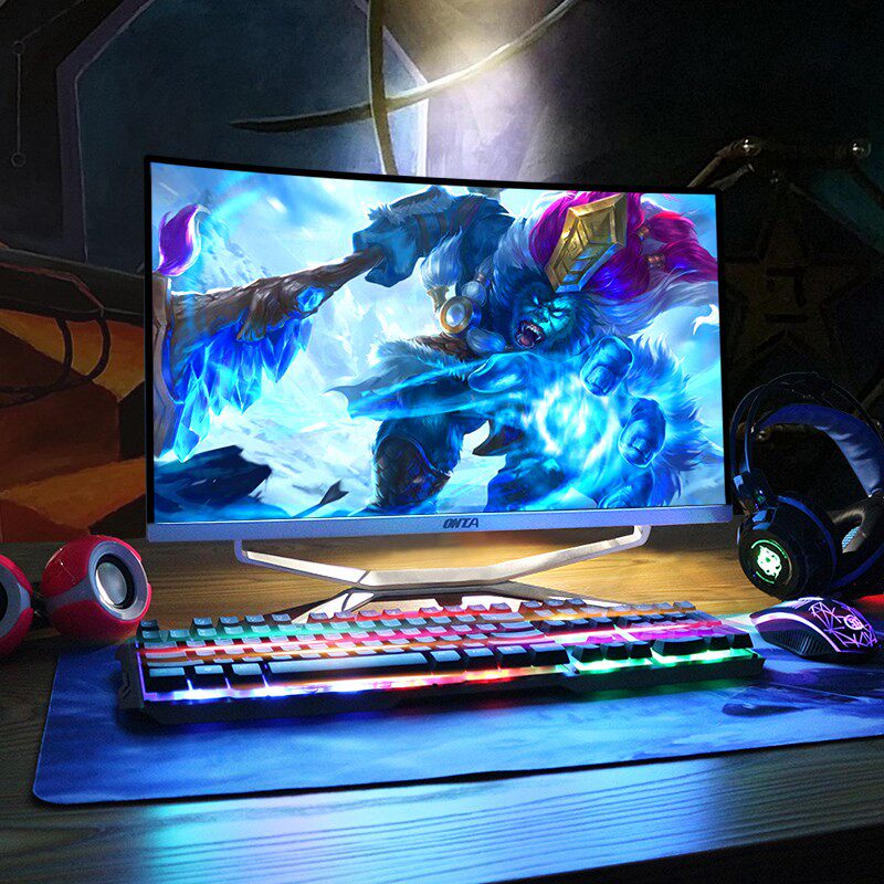 Internet café electric race games all-in-one computer home 24-27-32 inch curved screen celibate high fit cool wise i3i5i7 quad-core six-core eight-core high-end desktop host complete with chicken complete machine 