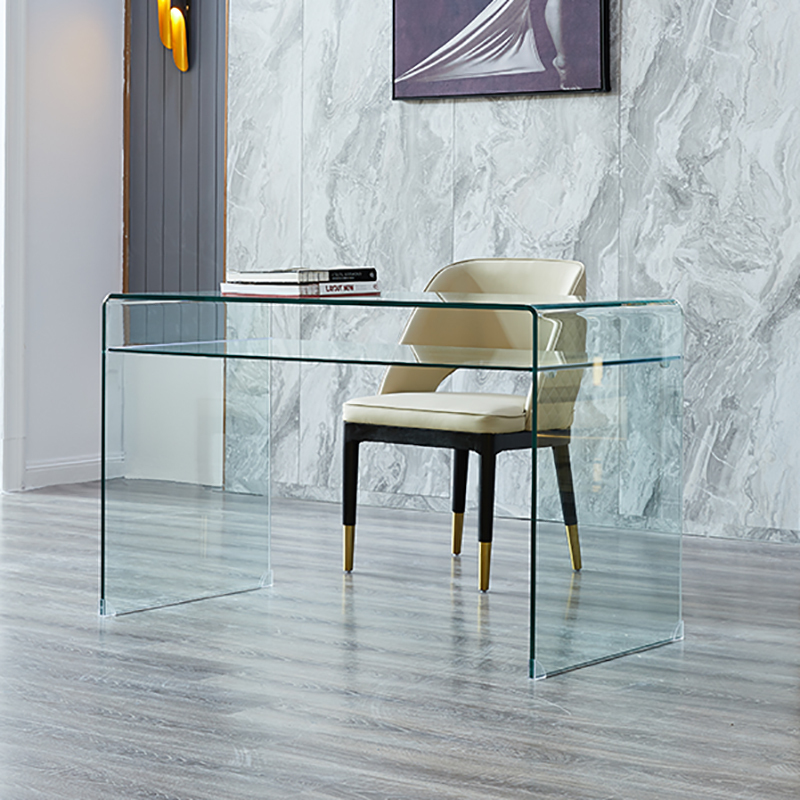 Double-Layer Glass Writing Desk, Office Computer Desk, Home Storage, Small Apartment, Simple Design, Internet Celebrity Dressing Table