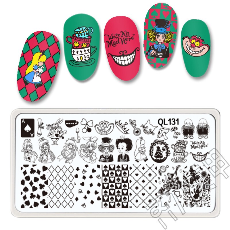 Nail Art Stamping Plate Steel Template Transfer Plate Alice in Wonderland Cartoon Painted Nail Polish Gel for Nail Art