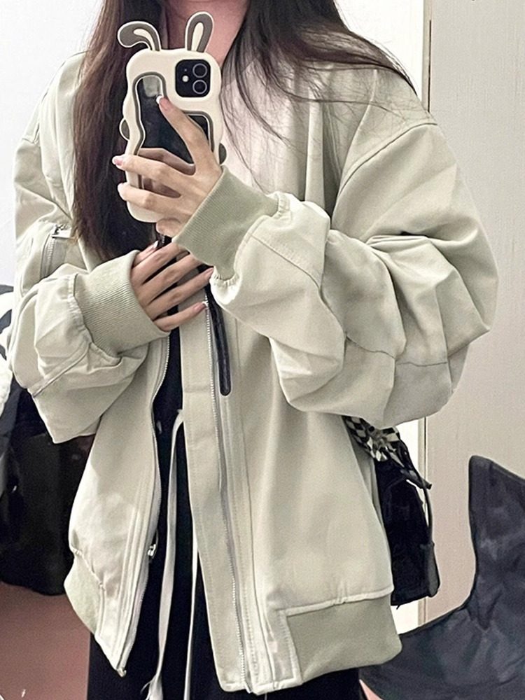 Pilot Jacket Jacket Woman Spring Autumn Season 2023 New Exploits Baseball Suit Retro Submachine Clothing American Wind 100 Hitch-Taobao