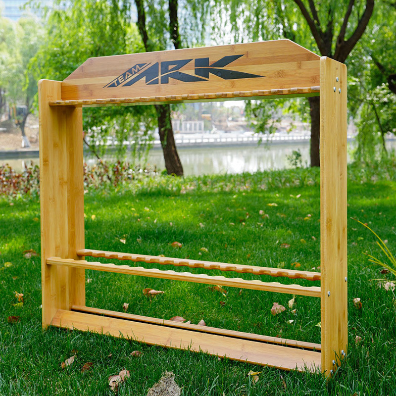 American Ark Fishing Rod Rack, Bamboo 32-Slot Fishing Rod Holder, Thickened and Stable Fishing Gear Storage Rack and Display Rack