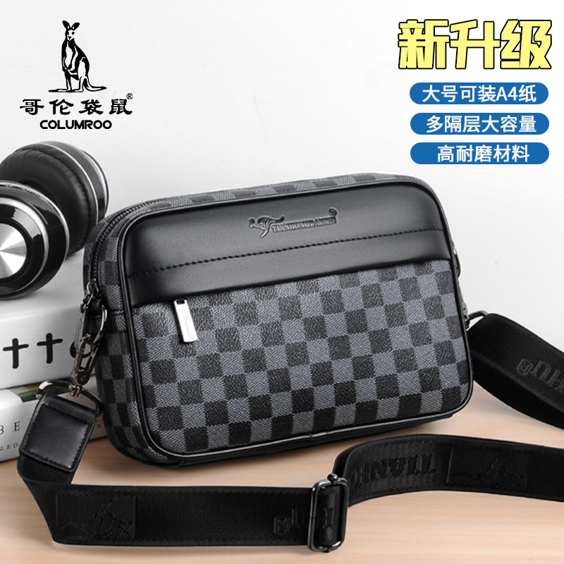 Golan Kangaroo Men Plaid Single Shoulder Bag Trendy Personality Casual Twill Bag Men's Bag Summer 2021 Small Hanging Bag