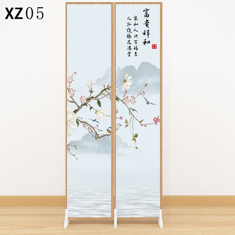 New Chinese solid wood screen partition Living room Small family Type in door Feng Shui Xuan Guan Guan Folding Mobile Bedroom Shelter Home