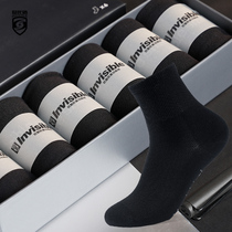 Invisible Shield Antibacterial Deodorant Socks Midbarrel Socks Mens Summer Thin pure cotton suction perspiration 2022 Sport black