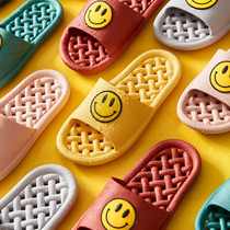 2022 Smiley Face Parenting Bathroom Slippers Summer Leaks Non-slip Silent Soft Bottom Line Slippers for men and women Home Shoes