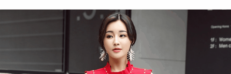 Mát gamma thời trang mới Hàn Quốc Slim dài màu rắn nhỏ đứng cổ áo tính khí đính cườm thanh lịch đầm 7828 chân váy tennis