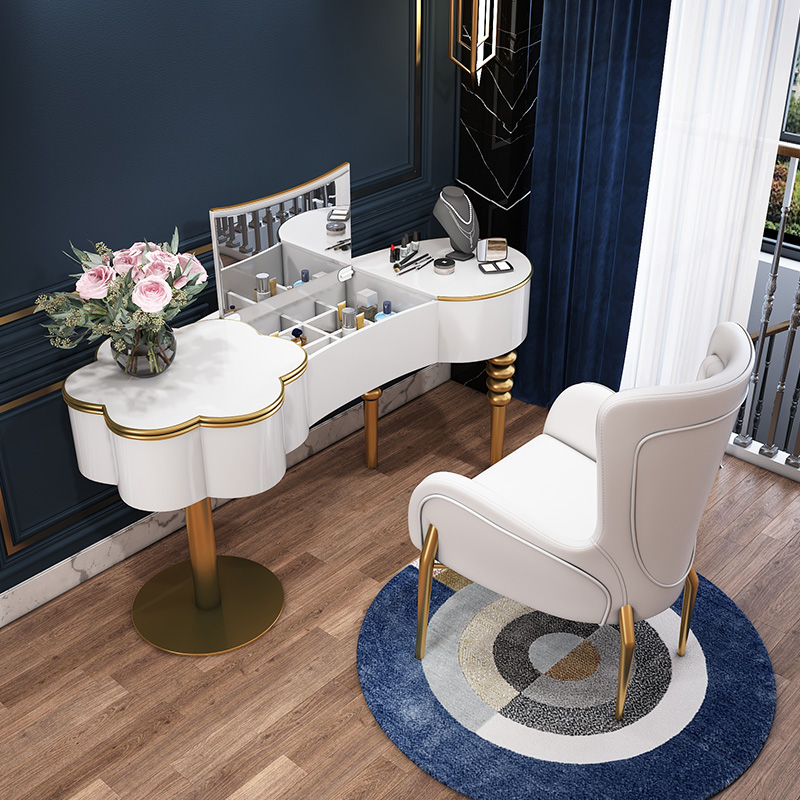 Nordic Light Lavish Postmodern Makeup Desk Net Red-Style Bedroom Containing Makeup Cabinet Minima Cosmetic Table Baking Varnish Makeup Table