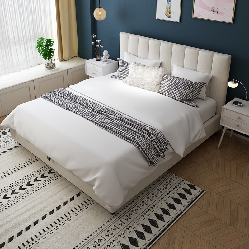 Teenage Girl Light Lavish Bed Net Red Bed Lins Bedroom Bed Nordic Modern Minima Washable Soft Bunk Bed Storage Cloth Art Bed