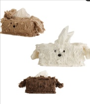 Furry dog ​​tissue box simulation repair dog tissue box decoration coffee table dining table home living room creative dog tissue box