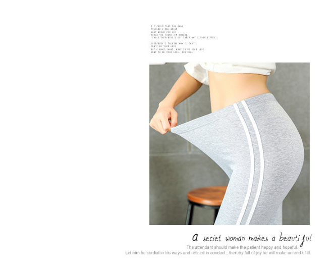 Bên trắng dải quần legging modal nữ mùa thu mỏng kéo dài kích thước lớn bó sát thể thao chín điểm song song thanh chân quần quần lót lông nữ