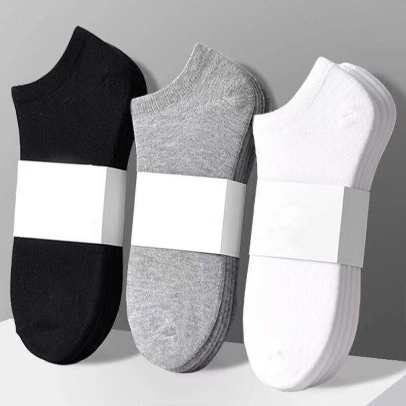 Men's Summer Classic Black, White, and Gray Invisible Boat Socks, Sweat-Absorbent, Odor-Resistant, Spring and Summer Sports Thin Trendy Short Socks