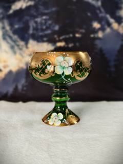 新疆波西米亚风格重工包金水晶果盘 欧式 珐琅花创意家居真金描绘