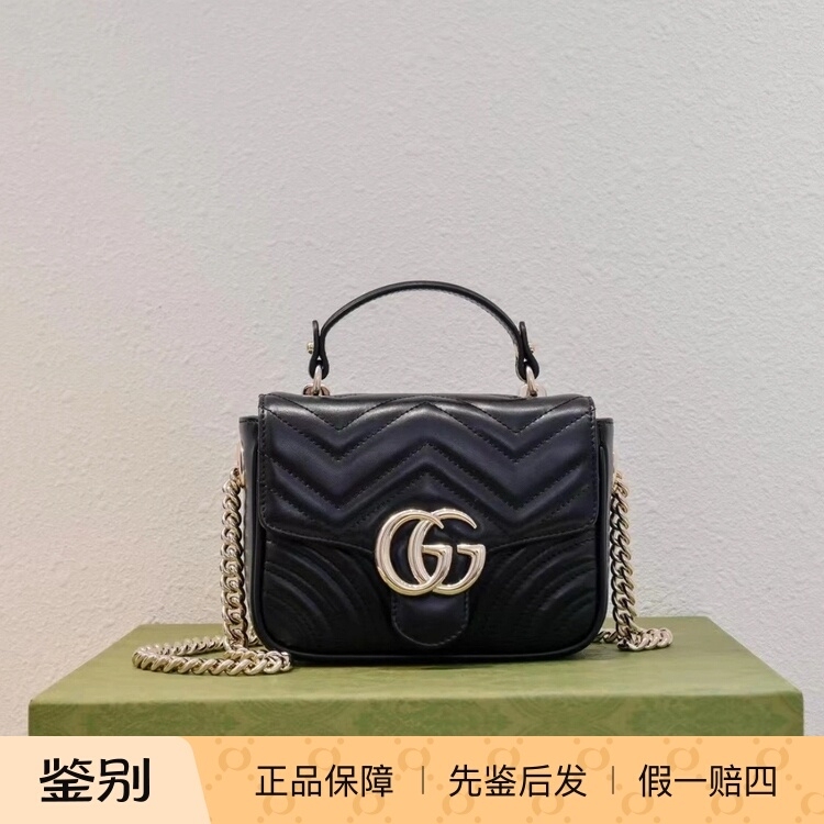 【Kkkk】Gucci Gg Marmont Leather Shoulder Crossbody Handbag Mini Women's Model