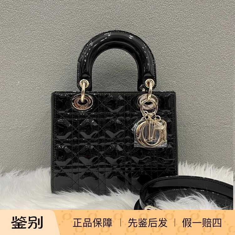 【Kkkk】Dior Lady Dior Small Patent Leather Four-Compartment Lady Dior Bag Single Shoulder Crossbody Handbag