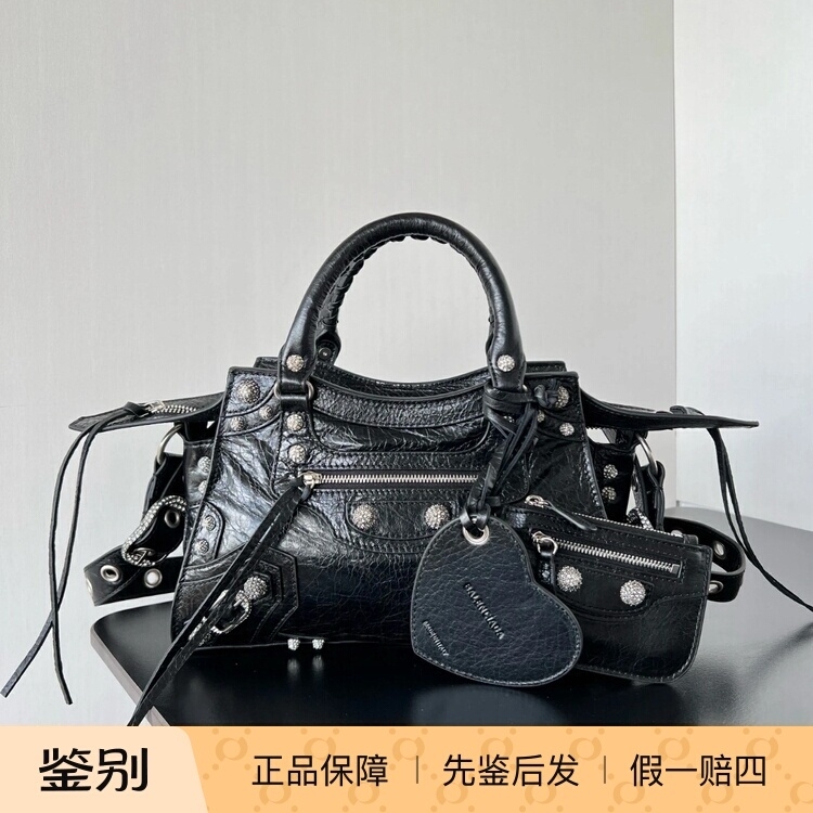 【Kkkk】Balenciaga Neo Cagole Extra Small Silver Hardware Motorcycle Bag