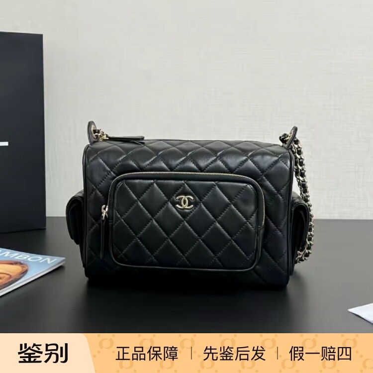 【Kkkk】Chanel Chanel 24K Diamond Pattern Lambskin Camera Bag Handbag Shoulder Bag Crossbody Bag