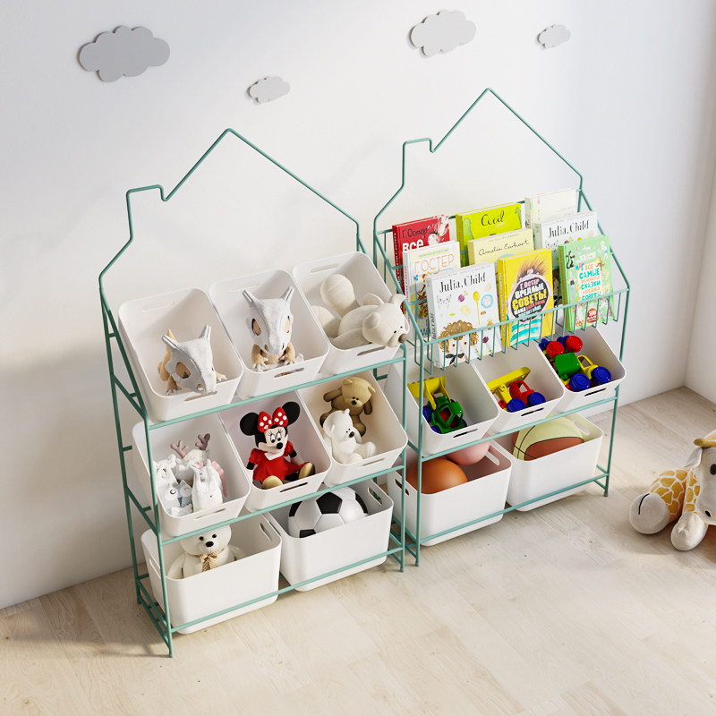 Children's bookshelf landing toys hold layer bookshelf living room Simple household small household room drawing frame multi-floor