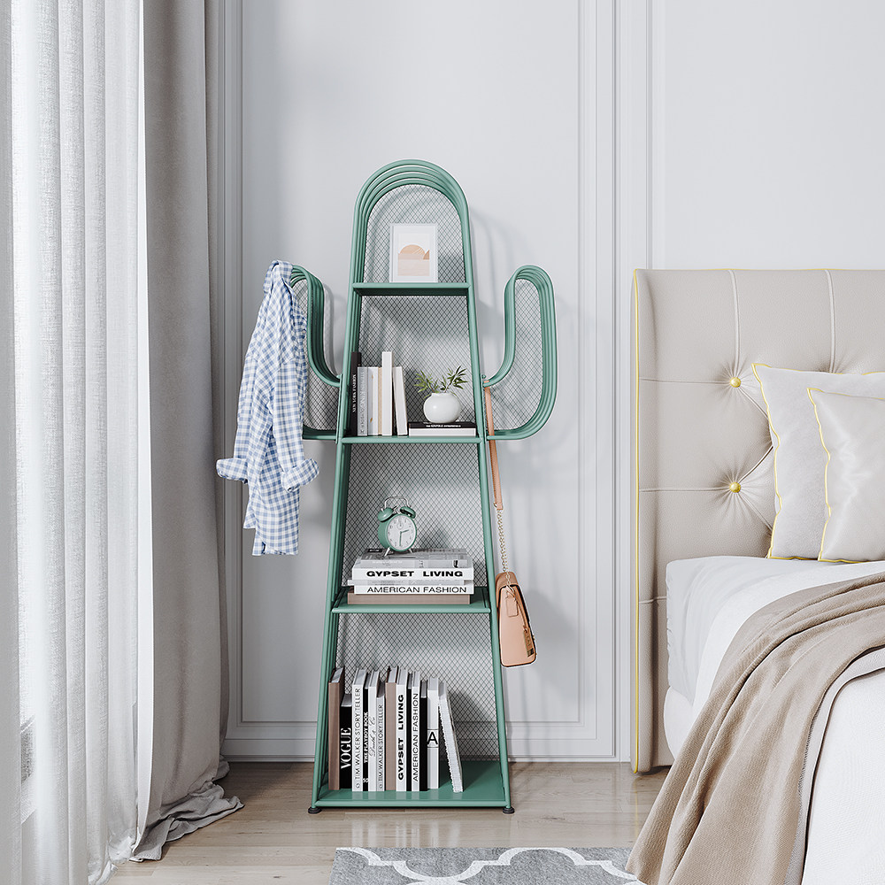 Nordic Cactus Bookshelves Living-room Bedroom Shelve Shelf Floor Multilayer Children's Shelf Bedside Bookcase Small