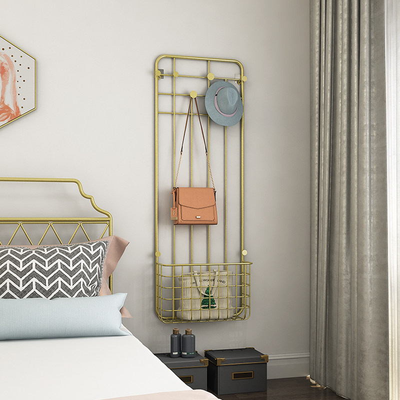 Nordic iron bedroom wall with creative wall hanging cap rack-free bathroom makeup room