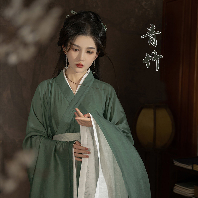 2024新款战国袍女汉服白色魏晋风直裾套装，古风穿搭必看！-汉服连衣裙-淘宝百科网