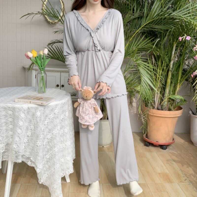 Autumn Sexy Nursing Maternity Summer Pajama Set for Pregnant Women, Postpartum Breastfeeding Loungewear, Maternity Wear That Can Be Worn Outside Autumn Sexy Nursing Maternity Summer Pajama Set for Pregnant Women, Postpartum Breastfeeding Loungewear, Maternity Wear That Can Be Worn Outside