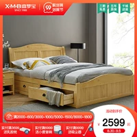 Кровать Ximengbao Box Modern Китайская сплошная древесная кровать для хранения 1,5 метра односпальная кровать 1,8 метра двуспальная кровать в нордической кровати