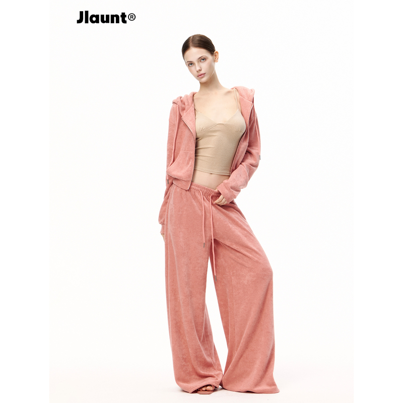 Jlaunt Orange Wide-Leg Pants for Women, Loose Fit, Slimming Straight-Leg Sweatpants, Versatile Casual Pants, Floor-Length Trousers